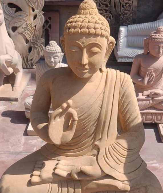 Pink stone Buddha Statue